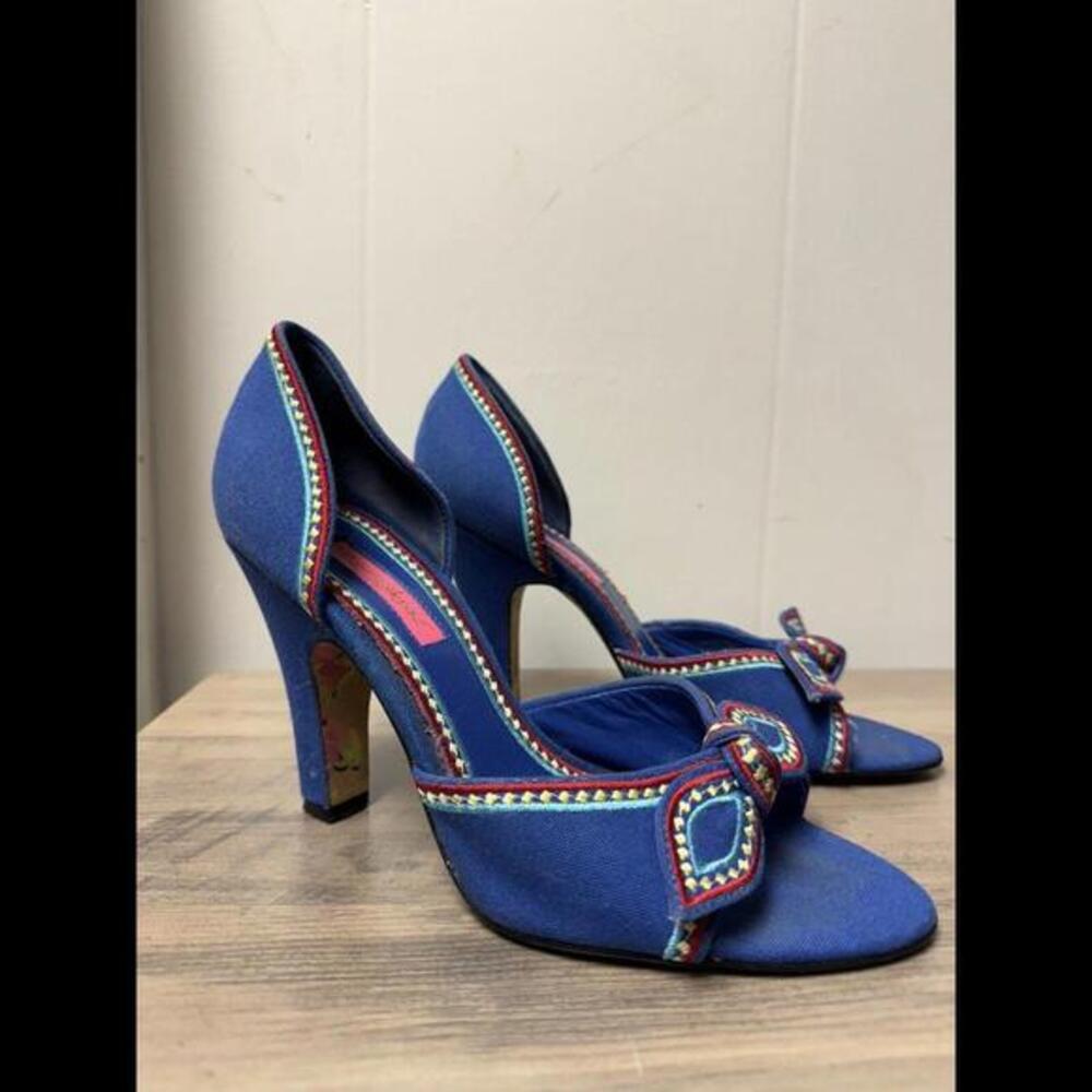Betsey Johnson Royal Blue Heels with Colorful Trim